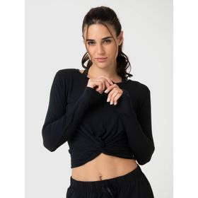 Polo Manga Larga Para Mujer Modal Aloe Negro Bsoul
