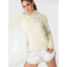Polera Para Mujer Ls Half Zip Blanco Bsoul