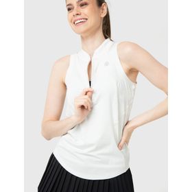 Polo Sin Manga Para Mujer Tank Half Zipper Blanco Bsoul
