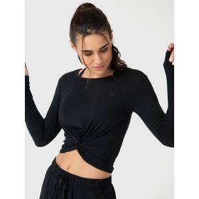 Polo Manga Larga Para Mujer Modal Aloe Negro Bsoul