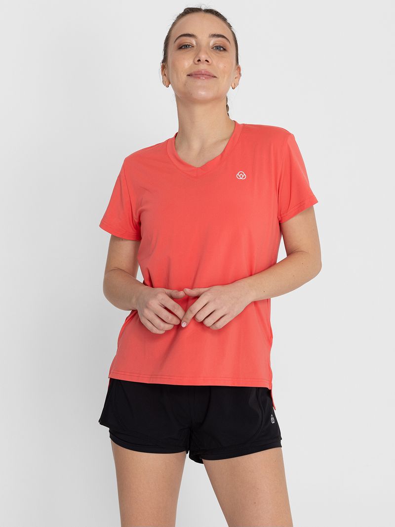 Polo-Manga-Corta-Para-Mujer--V-Neck-Naranja-Bsoul