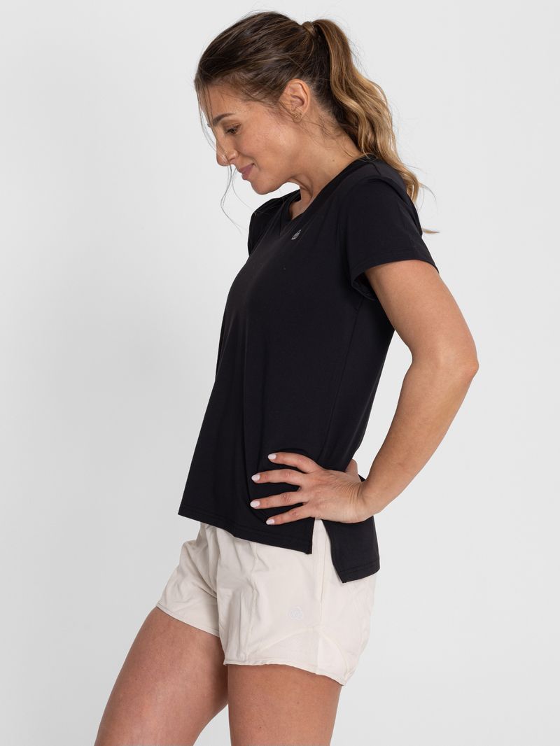 Polo-Manga-Corta-Para-Mujer--V-Neck-Negro-Bsoul