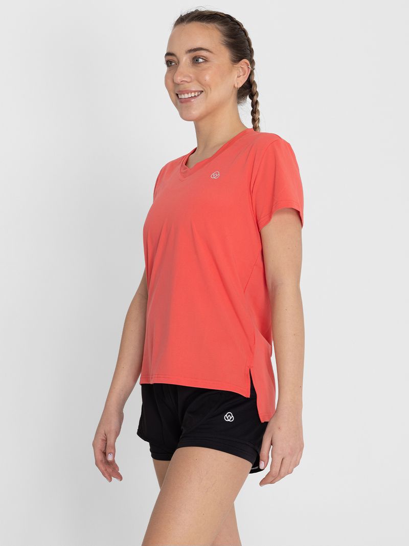 Polo-Manga-Corta-Para-Mujer--V-Neck-Naranja-Bsoul