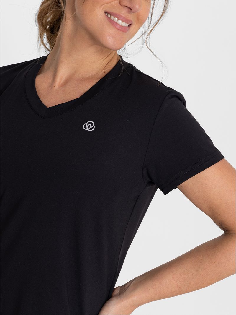 Polo-Manga-Corta-Para-Mujer--V-Neck-Negro-Bsoul