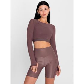 POLO MANGA LARGA BSOUL  CROP SAINTMALĒ MARRÓN PARA MUJER