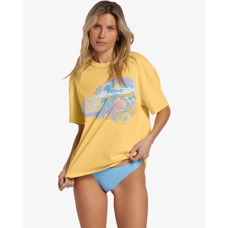 Polo-Para-Mujer-Manga-Corta-Island-Blooms-Amarillo-Billabong