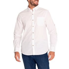 Camisa Manga Larga Para Hombre Algodón Orgánico Galiton Blanco Rockford