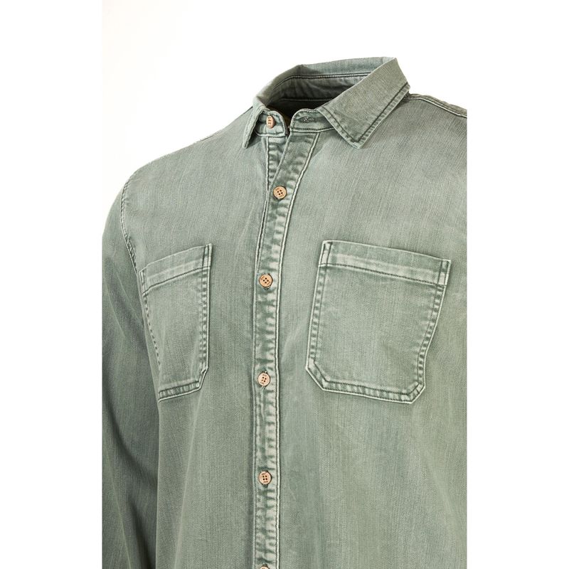 Camisa-Para-Hombre-Algodon-Organico-Denim-Verde-Rockford