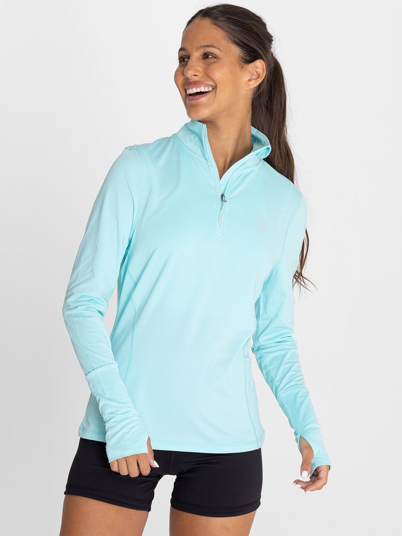 Polo-Manga-Larga-Para-Mujer--Half-Zip-Celeste-Bsoul