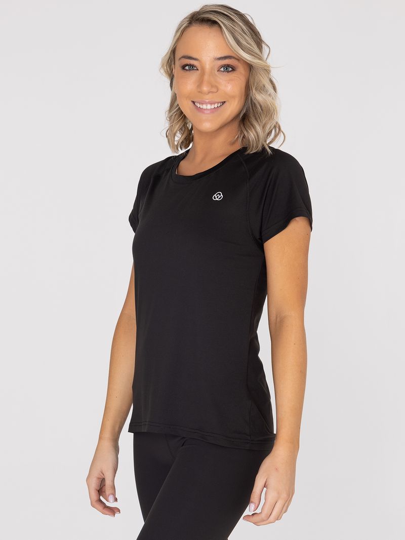 Polo-Manga-Corta-Para-Mujer--T-Shirt-Round-Neck-Negro-Bsoul