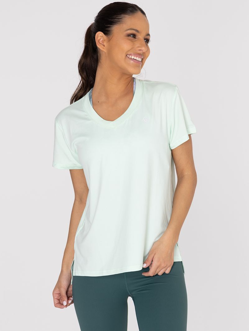 Polo-Manga-Corta-Para-Mujer--V-Neck-Verde-Bsoul