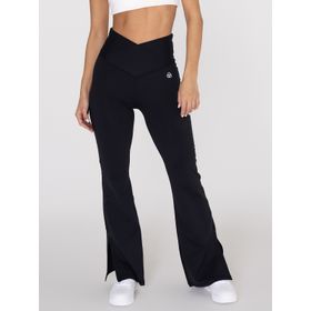 Legging Para Mujer Flared Split Hem Negro Bsoul