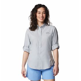 BLUSA COLUMBIA MANGA LARGA PFG TAMIAMI™ II GRIS PARA MUJER