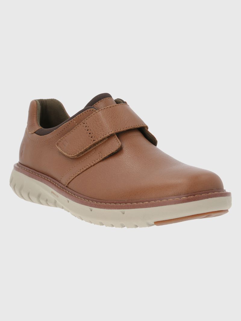 Zapatilla-Para-Hombre-Cuero-Poliester-Smart-Velcro-Cafe-Claro-Hush-Puppies