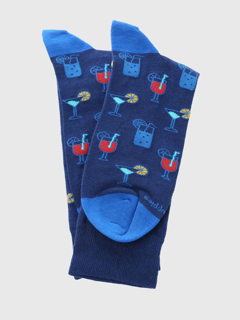 Media-Para-Hombre-Algodon-Elastano-Cocktail-Azul-Hushpuppies