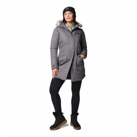 CASACA PARA MUJER SINTÉTICA LARGA SUTTLE MOUNTAIN™ GRIS COLUMBIA