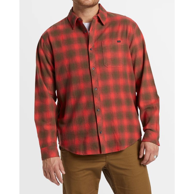 Camisa-Manga-Larga-Para-Hombre-Coastline-Flannel-Rojo-Billabong