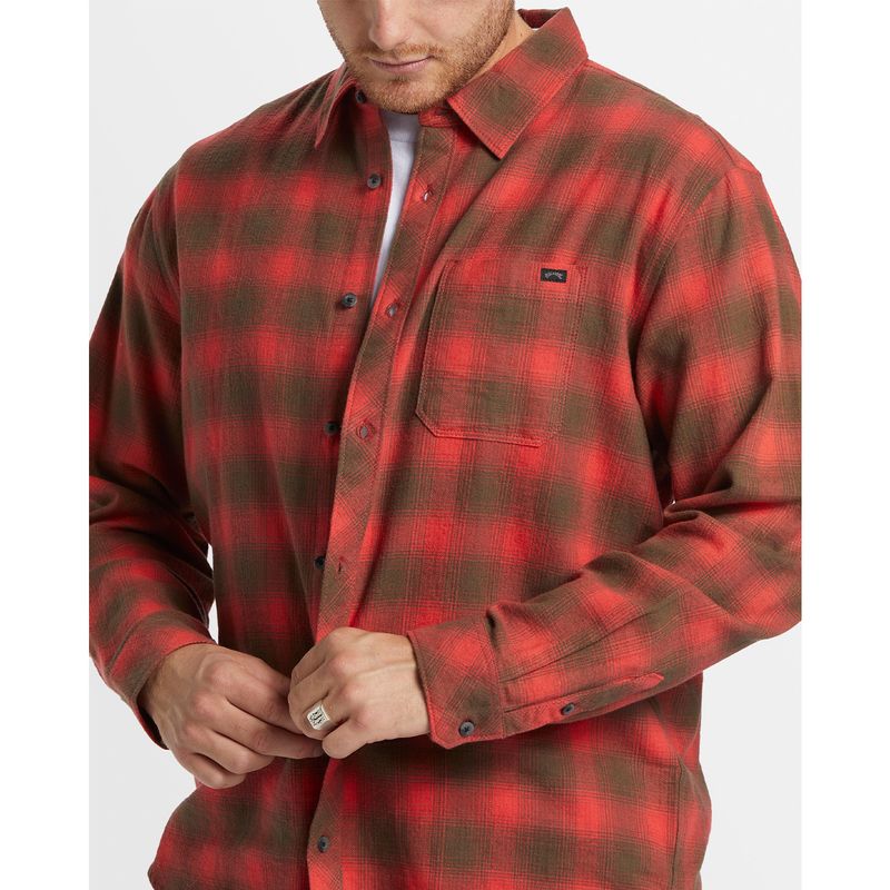 Camisa-Manga-Larga-Para-Hombre-Coastline-Flannel-Rojo-Billabong
