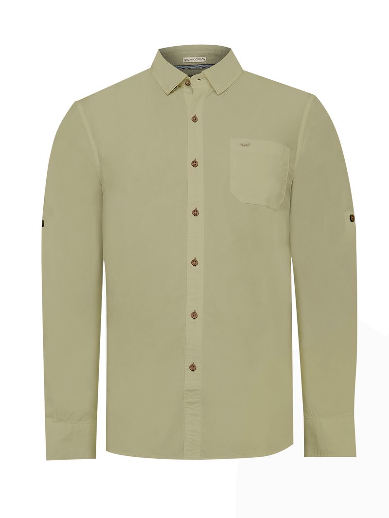 Camisa-Manga-Larga-Para-Hombre-Algodon-Organico-Galiton-Verde-Rockford