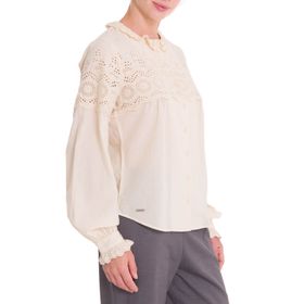 BLUSA MANGA LARGA PARA MUJER ALGODÓN ORGÁNICO LHOTSE BEIGE/CRUDO ROCKFORD