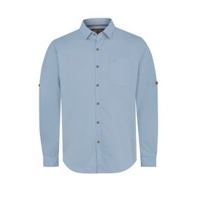 Camisa Manga Larga Para Hombre Algodón Orgánico Galiton Celeste Rockford