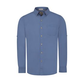 Camisa Manga Larga Para Hombre Algodón Orgánico Galiton Azul Rockford