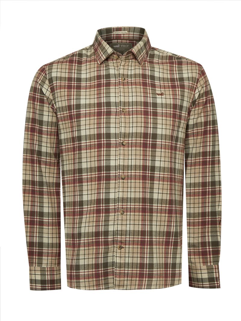 Camisa-Manga-Larga-Para-Hombre-Algodon-Organico-Flannel-Multicolor-Rockford