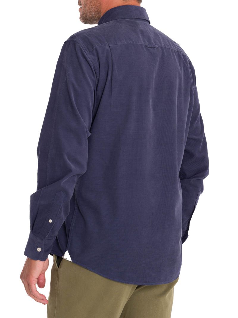 Camisa-Manga-Larga-Para-Hombre-Algodon-Organico-Corduroy-Azul-Rockford