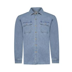 Camisa Manga Larga Para Hombre Algodón denim Azul Rockford