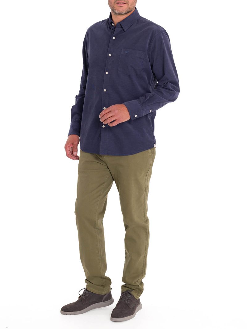 Camisa-Manga-Larga-Para-Hombre-Algodon-Organico-Corduroy-Azul-Rockford