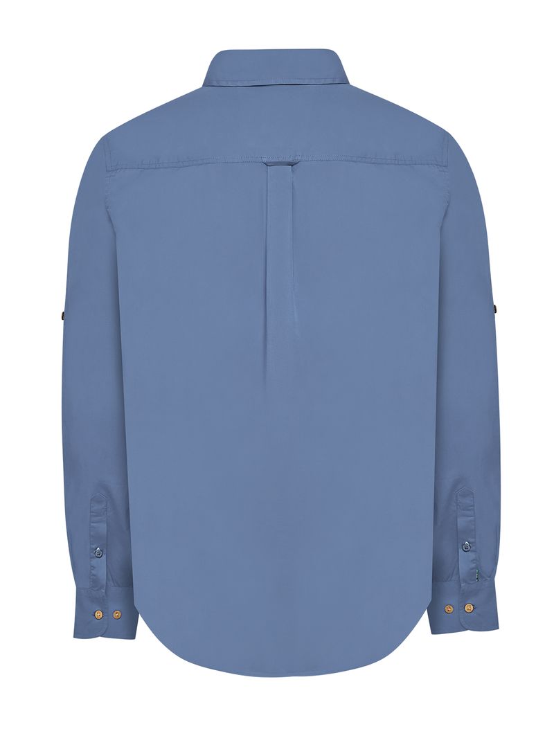 Camisa-Manga-Larga-Para-Hombre-Algodon-Organico-Galiton-Azul-Rockford