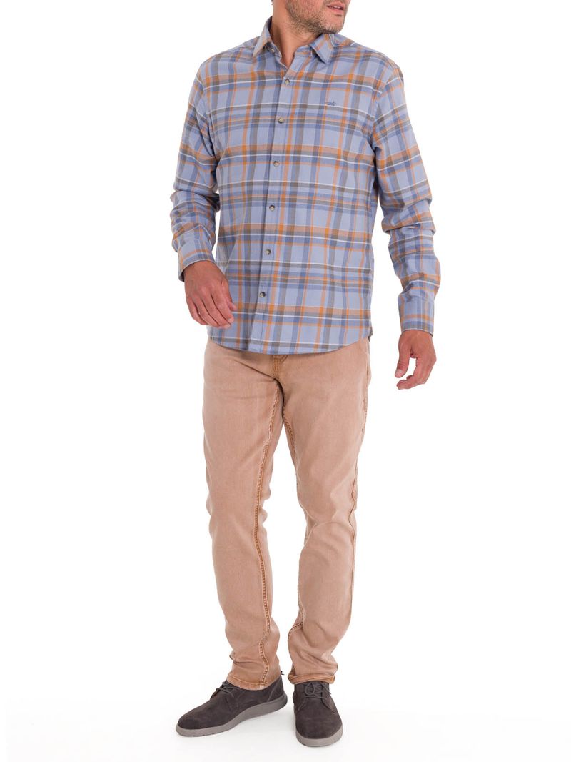 Camisa-Manga-Larga-Para-Hombre-Algodon-Organico-Flannel-Multicolor-Rockford