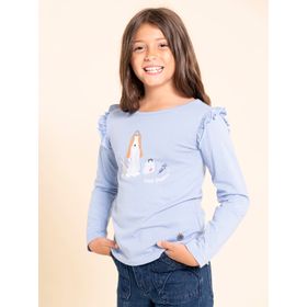 POLO MANGA LARGA PARA NIÑA ALGODÓN RECICLADO IMAGINE CELESTE HUSH PUPPIES KIDS