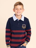Polo-Manga-Larga-Para-Niño-Algodon-Chester-Navy-Hush-Puppies-Kids