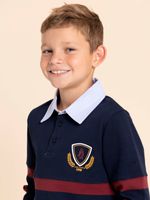 Polo-Manga-Larga-Para-Niño-Algodon-Chester-Navy-Hush-Puppies-Kids