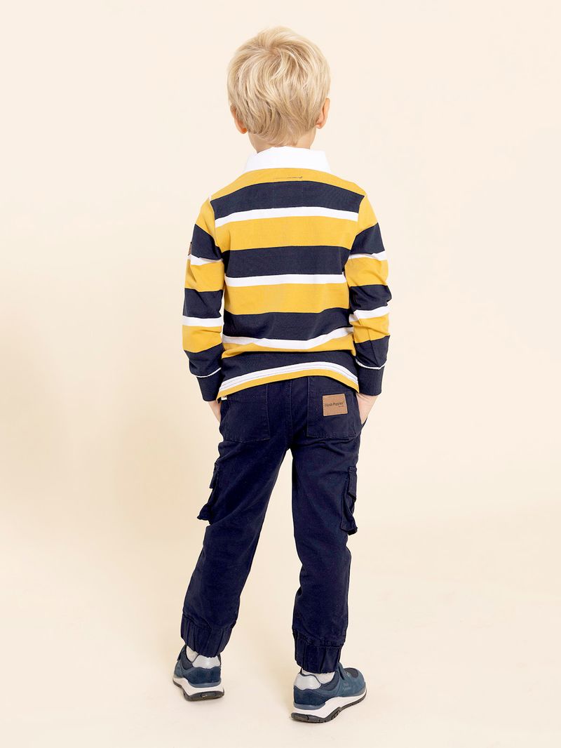 Polo-Manga-Larga-Para-Niño-Algodon-Reciclado-Oscar-Amarillo-Hush-Puppies-Kids