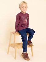 Polo-Manga-Larga-Para-Niño-Algodon-Reciclado-Imagine-Burdeo-Hush-Puppies-Kids