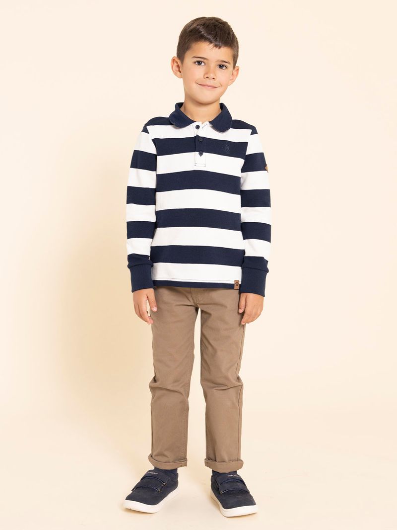 Polo-Manga-Larga-Para-Niño-Algodon-Roger-Azul-Hush-Puppies-Kids