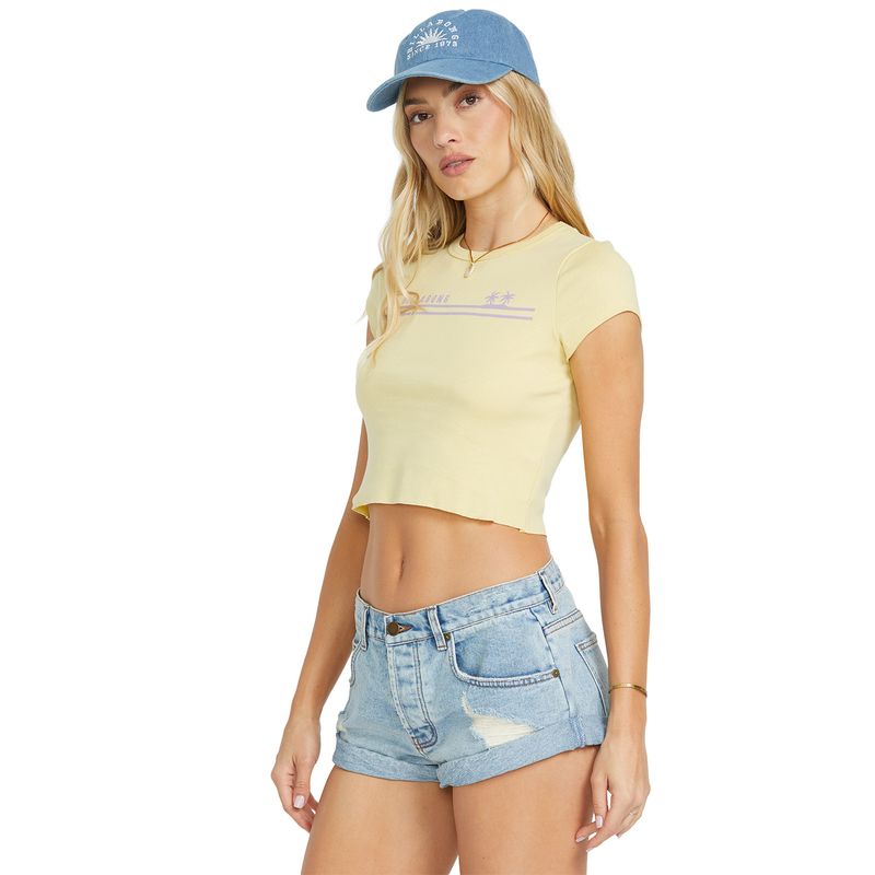 Polo-Basico-Para-Mujer-Happy-Daze-Amarillo-Billabong
