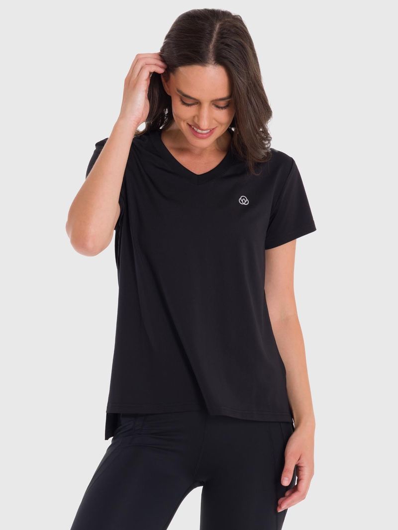 Polo-Manga-Corta-Para-Mujer-V-Neck-Negro-Bsoul