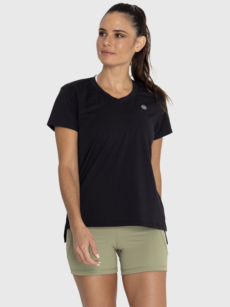 Polo-Manga-Corta-Para-Mujer-V-Neck-Negro-Bsoul