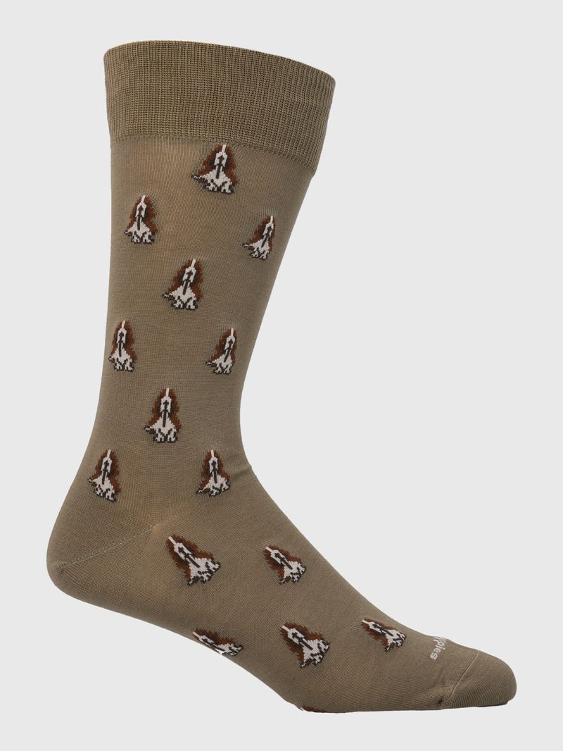 Medias-Para-Hombre-Algodon-Elastano-Dogs-Cafe-Claro-Hush-Puppies