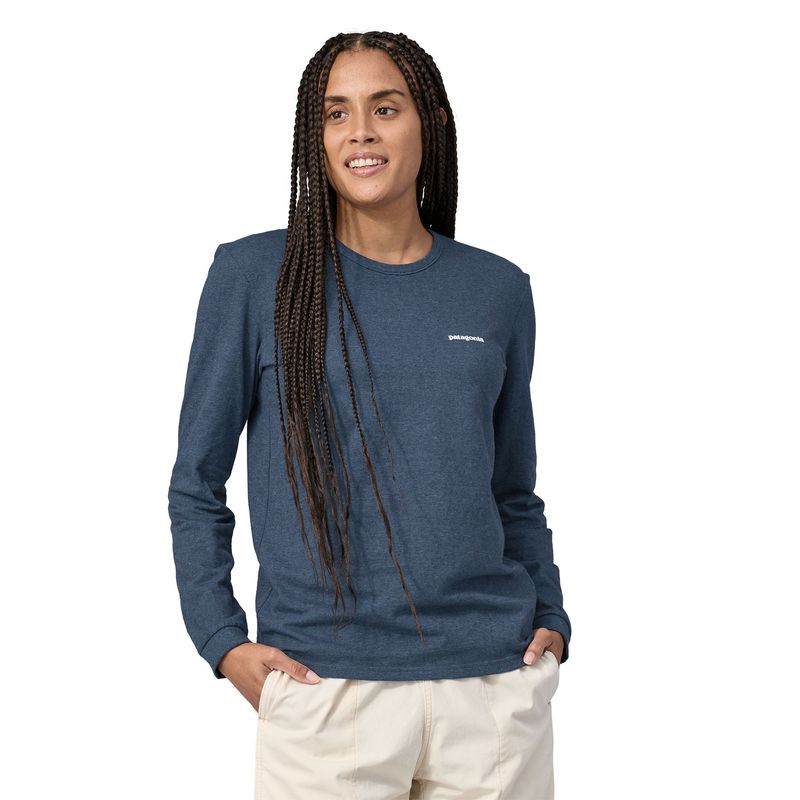 Polo-Manga-Larga-Para-Mujer-Logo-Responsabili-Tee-Azul-Patagonia