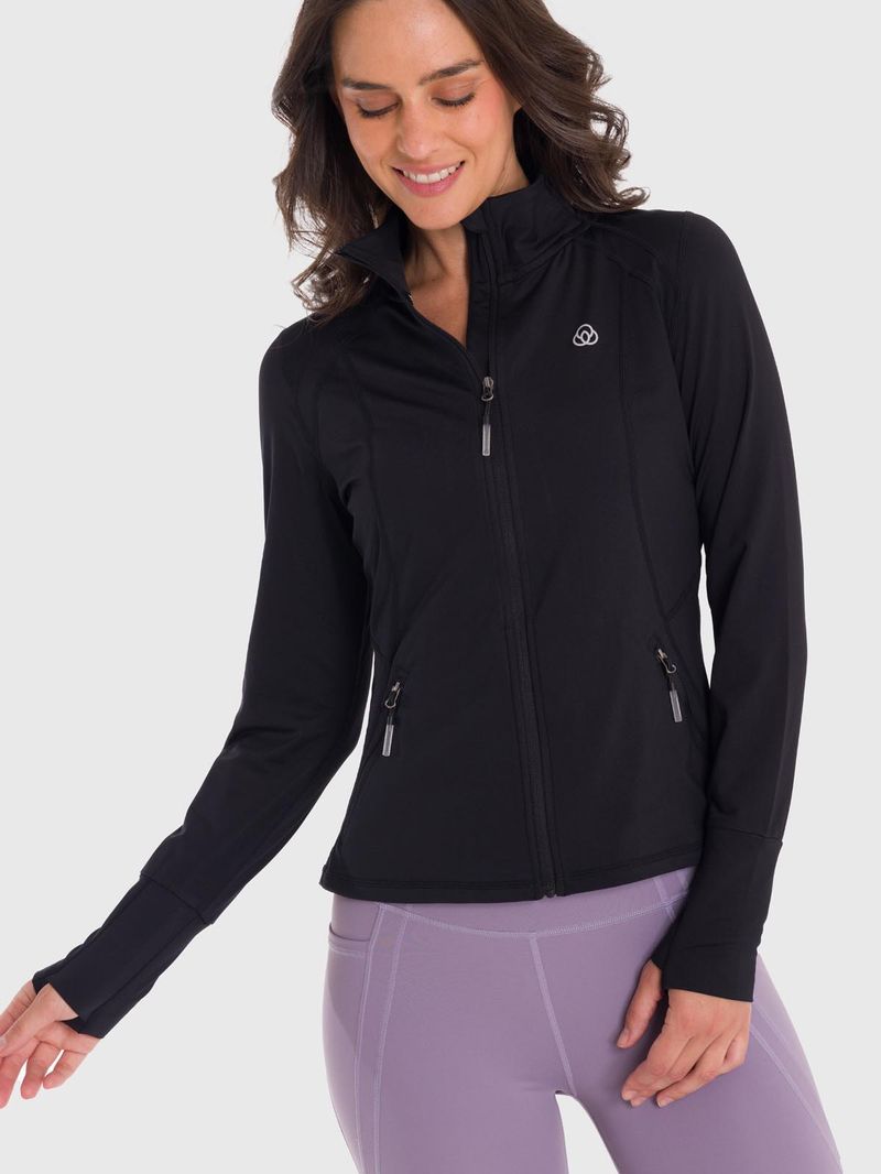 Polo-Manga-Larga-Para-Mujer-Full-Zip-Second-Layer-Negro-Bsoul