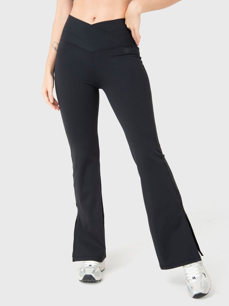 Legging-Para-Mujer-Flared-Split-Hem-Negro-Bsoul