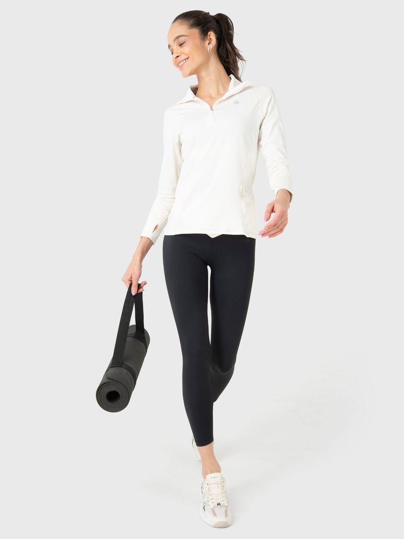 Polo-Manga-Larga-Para-Mujer-Half-Zip-Hueso-Bsoul