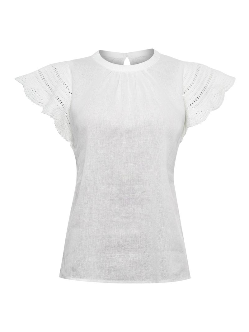 Blusa-Manga-Corta-Algodon-Organico-Para-Mujer-Filka-Blanco-Rockford