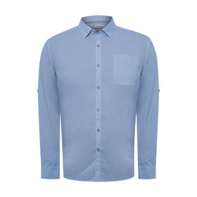 Camisa Manga Larga Algodón Orgánico Para Hombre Galiton Azul Rockford
