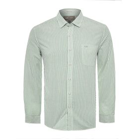 Camisa Manga Larga Algodón Orgánico Para Hombre Raya Verde Rockford