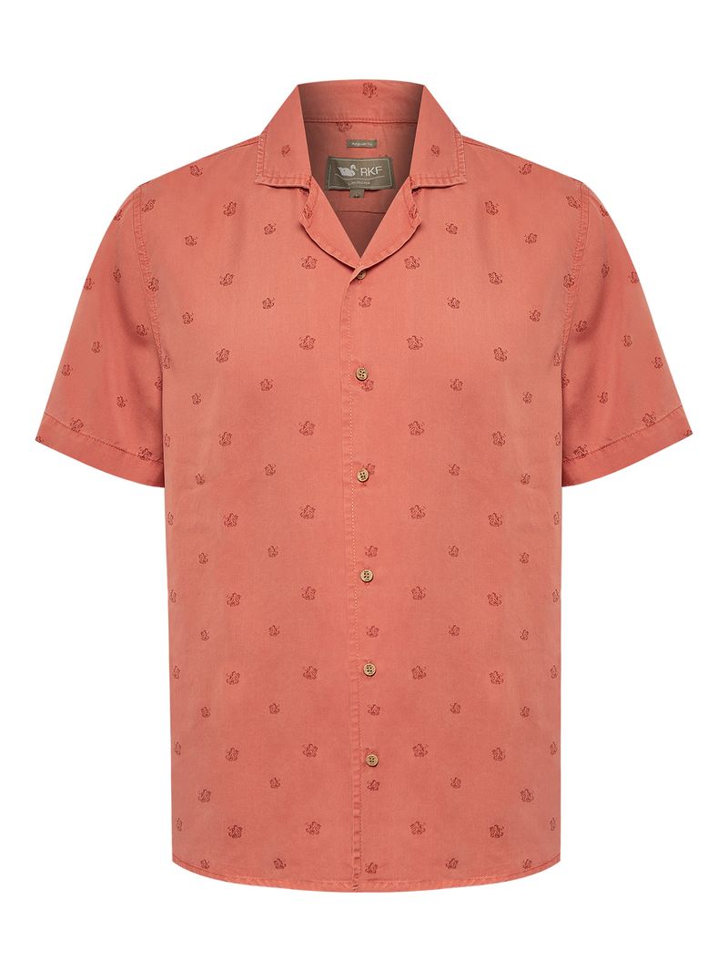 Camisa-Manga-Corta-Tencel-Para-Hombre-Tencelprint-Rojo-Rockford